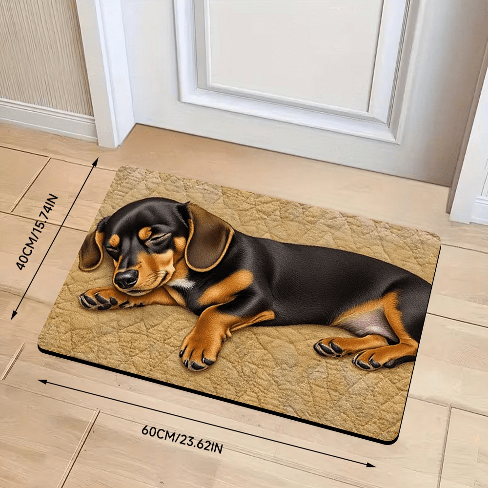 TEMU Non-slip Dachshund Suitable For Bath Mat & - Adorable Sleeping Dachshund Print, Machine Washable Soft Mat Suitable For Bedroom,, Bathroom