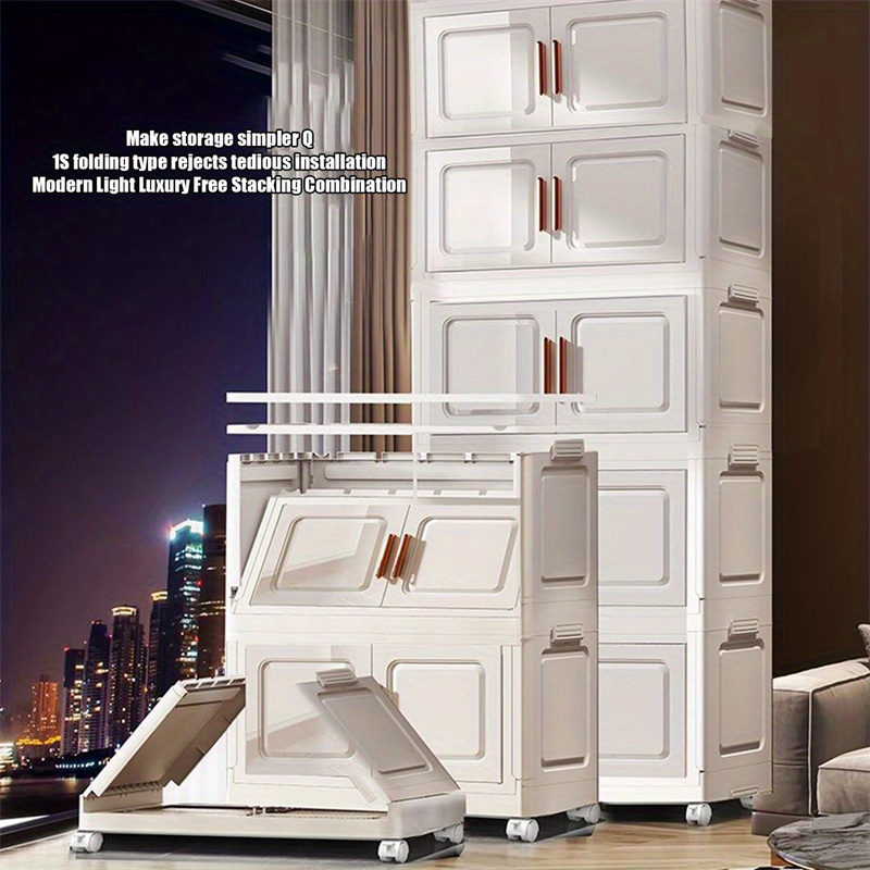 5-Tier Folding Storage Box with Wheels for Organizing Clothes