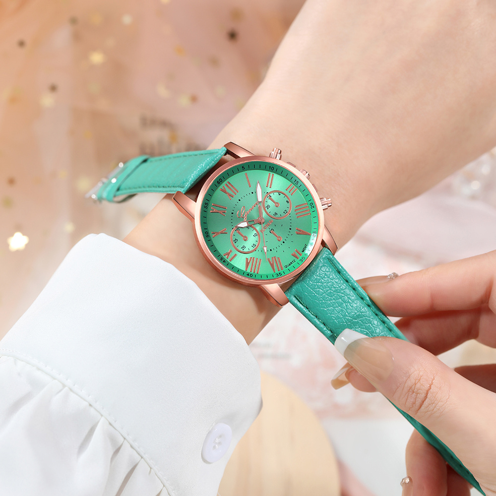 6 stuks MSCXDK Nieuwe Dames Business Luxe Mode Quartz Horloges, Ronde Wijzerplaat, Quartz Uurwerk, voor Dagelijks Gebruik en Formele Gelegenheden Polshorloge, Verjaardagscadeau, Jubileum, Afstudeercadeau - Luxe Design, Modieus Exquise, Feest, Valentijnsdag