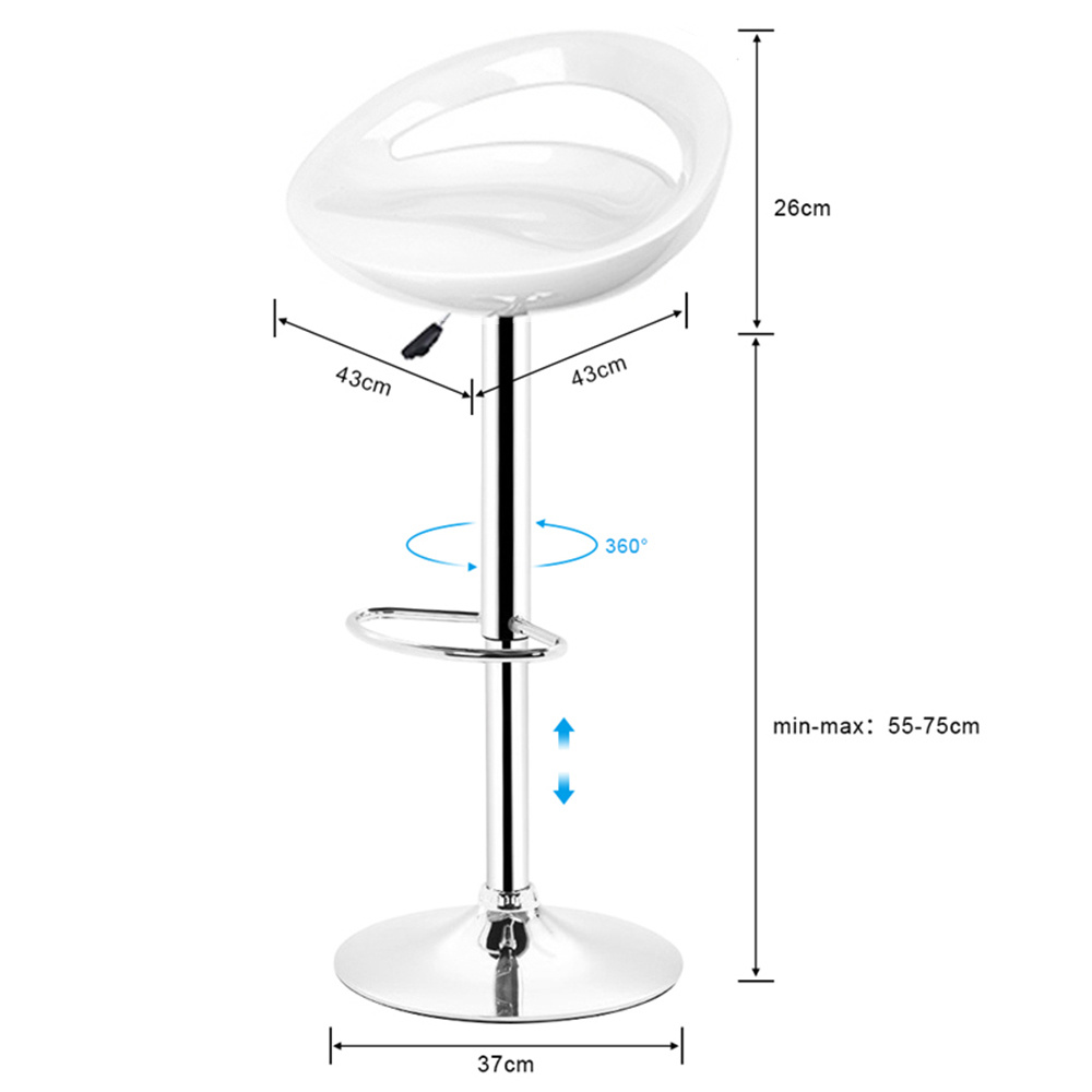 Set Of Two, Adjustable Bar Stools, For Bar, Counter Or Kitchen, White, 43*43*81-101cm.