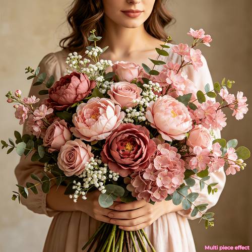 32pcs luxurious large artificial flower bouquet dusty rose peonies roses and with babys breath realistic feel no maintenance required suitable for weddings and engagements home decoration holiday decor