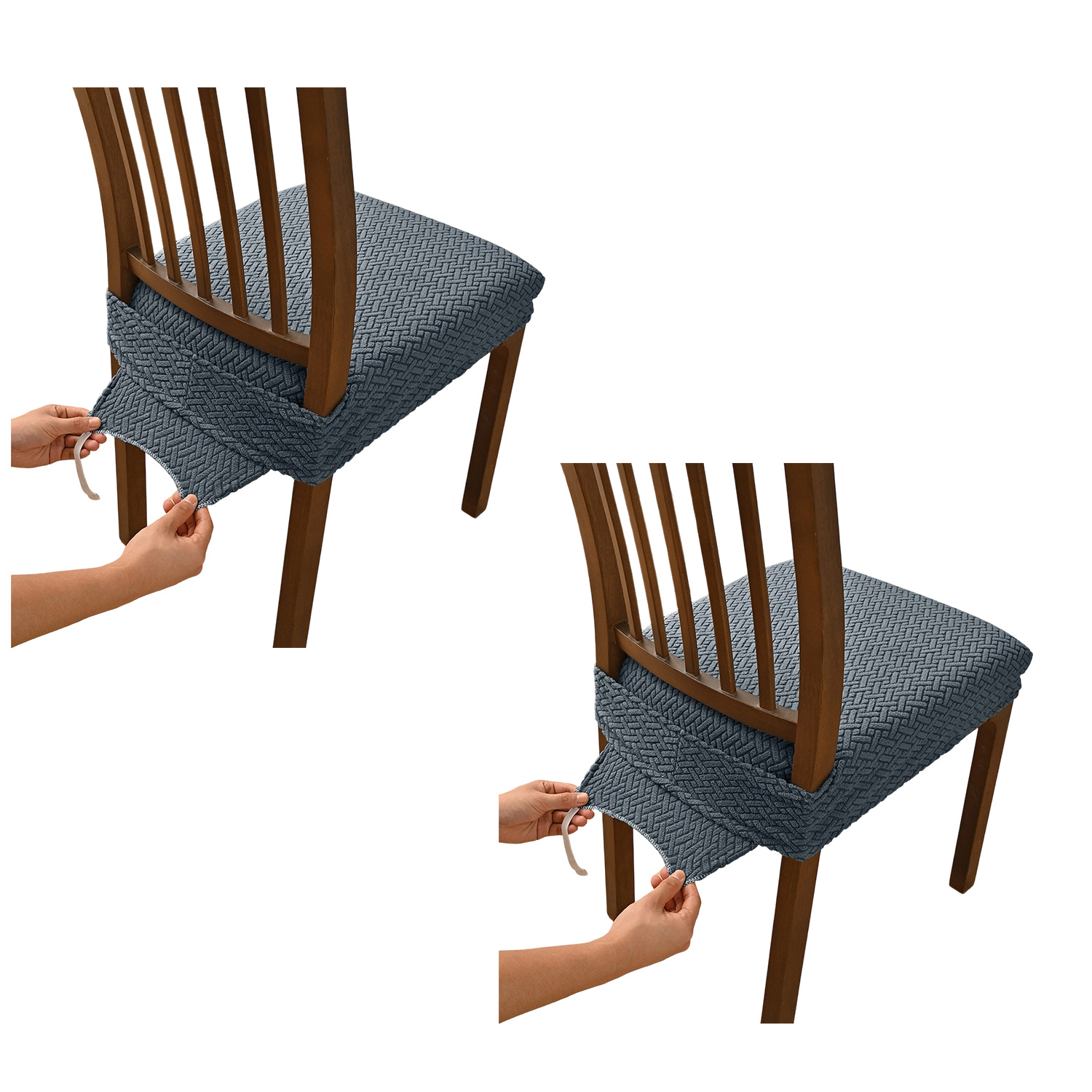 TEMU 2pcs Easy Modern Anti-slip Striped Stretch Chair Covers For Dining Chairs | Machine Washable, & Remove, Kitchen Dining Chair Covers,