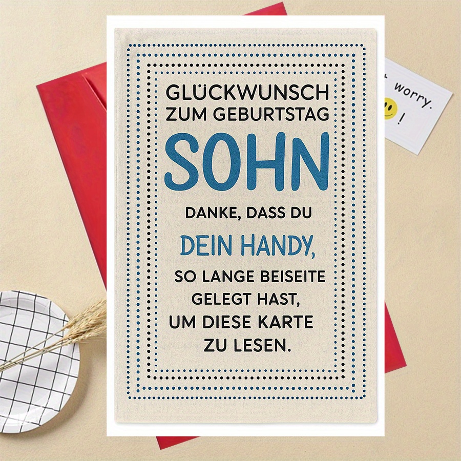 Image of Birthday Card - Humorous Wishes From Parents To Son, Special Message Birthday Gift For Who Playing With His Phone