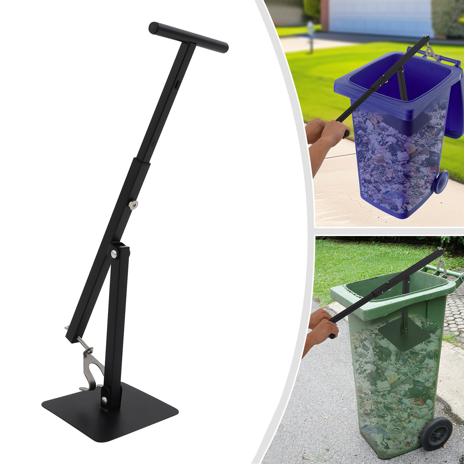 Manual Trash Can Compactor Waste Recycling Hand Tool For 60l-100l Wheelie Bins