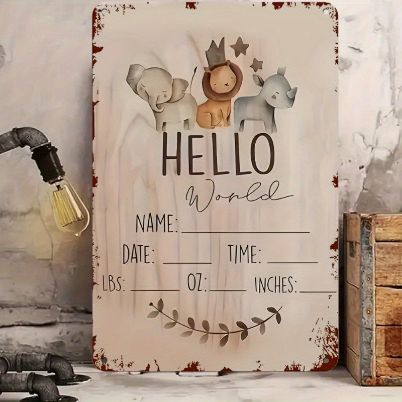 TEMU 2d Flat - Decorative Signs And Plaques 2d Flat, 1pc 8 X 12 Inches / 20 X 30 Cm 2d Flat Metal Sign Birth Announcement Wall Hanging Plaque - Name