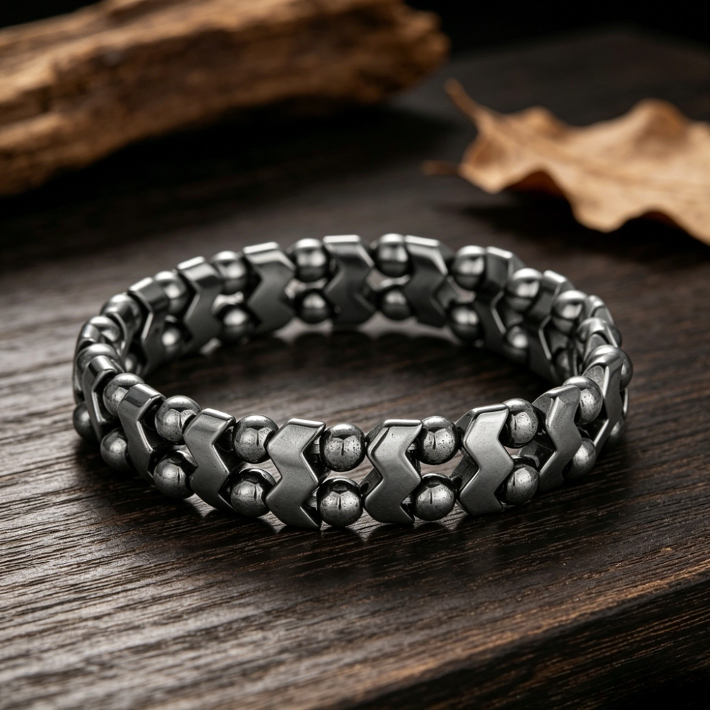 TEMU Bracciale in Ematite Stile Retr簷 con Design a e Perline Naturale; Accessorio da Polso Regolabile sia per che per Donne; per Abbigliamento Casual