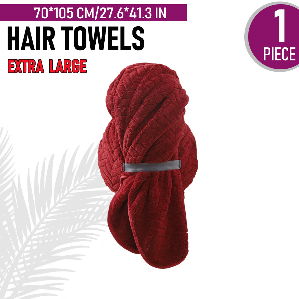 TEMU 1pc Oversized Hair Drying Towel, 70*105cm/27.6*41.3in, Microfiber Material, With Elastic Tie, Quick-drying, Absorbent, Soft And Comfortable.