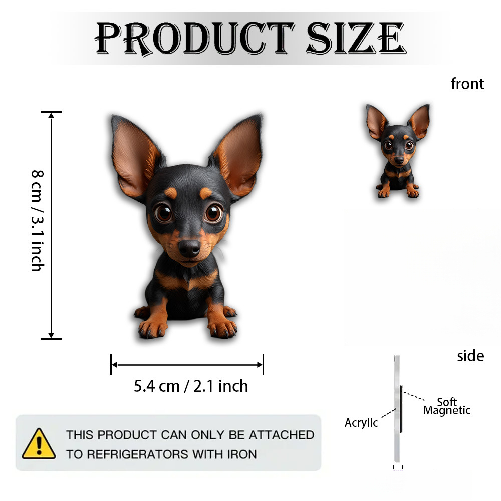 TEMU 1 Miniature Doberman Magnet, Perfect For Pet Lovers. This Black And Tan Dog Magnet Features Glossy Fur And Eyes, Ideal For Office Decor Or As A