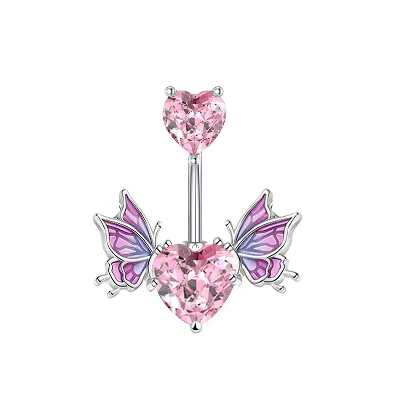 TEMU Sparkling Rings For Women - Assorted Designs With Gemstones, Butterflies, - Stainless Steel Belly Button Jewelry For Casual Attire & Parties, Party Accessories, Gothic Style, Durable Belly Rings