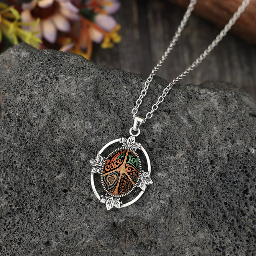 TEMU 1pc Peace Sign Necklace Love Necklace Symbol Necklace Art Necklace Leaf Necklace Pendant Necklace Heart Necklace Jewelry Accessories Unique