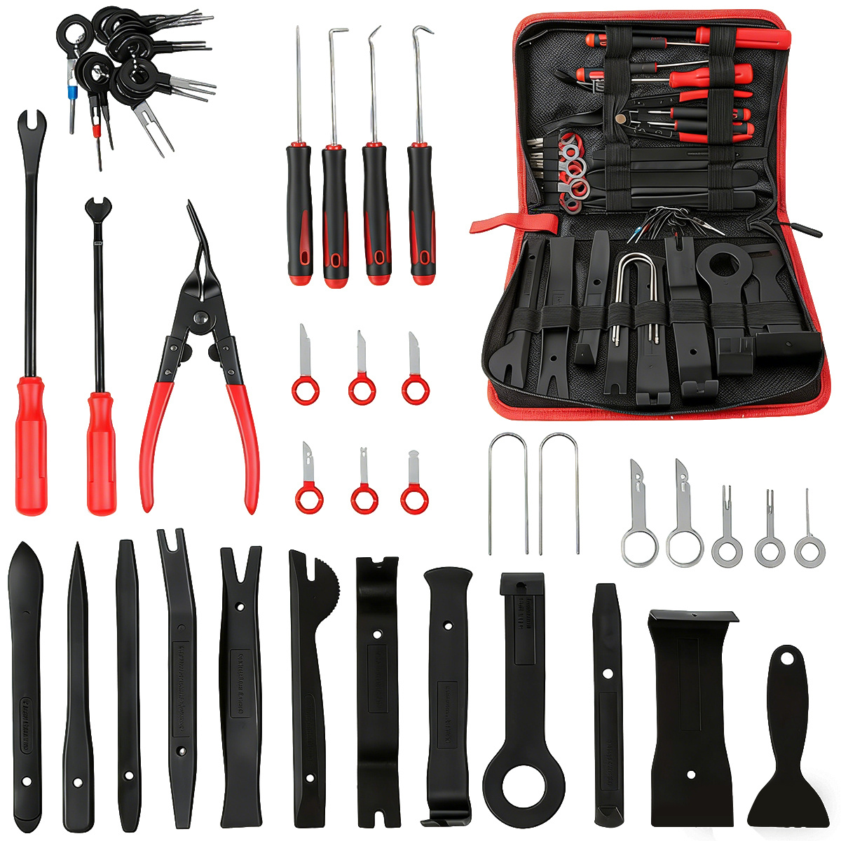 Image of 43pcs Car Trim Removal Tool Kit, Plastic Pry Tool Set For Removing Car Interior Panels, Door Panels, Radio Stereo Terminal, Without Battery