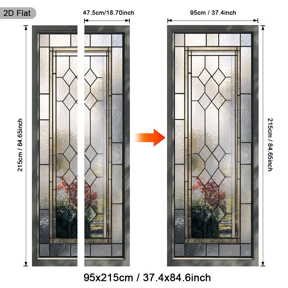 2d flat 1pc stained glass door stickers geometric pattern peel and stick murals decorative panel door decal modern door wall decals vintage self   removable door pictures stylish poster for bedroom living room door decoration