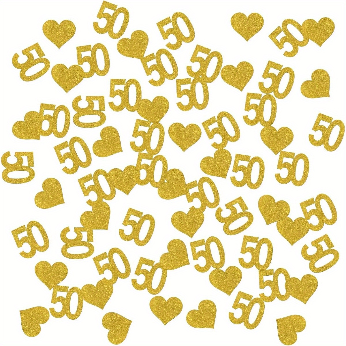 Image of 90pcs Compatible For 50 - Shiny 50th Birthday & 50th Anniversary Decorations With Number 50 Cutouts, Durable Paper Table Centerpieces Suitable For Milestone Parties, Wedding, 50 Years Celebration