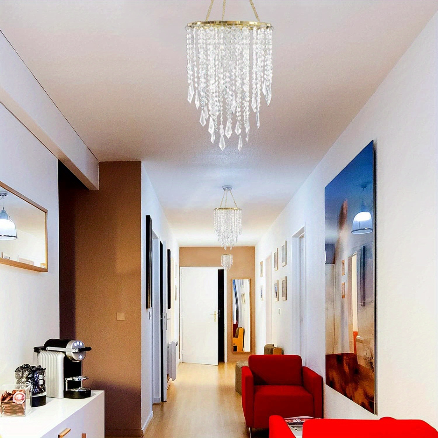 3 tier acrylic chandelier ceiling light shade with   elegant beaded hanging pendant lampshade for bedroom wedding party decor 12 9 h x 8 7 w party ceiling light luxurious chandelier tiered chandelier chandeliers for ceiling details 7