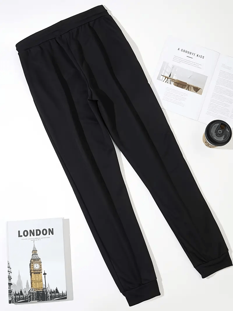 3pcs Men's Casual Sweatpants with Hood, 'Abidos Logo'Print design,Drawstring Design,Lightweight, Elastic, and Breathable, Suitable for Spring and Autumn Outdoor Sports. Loose Fit, Men's Sport Pants/Men's Long Pants, Running Pants, Workout Pants