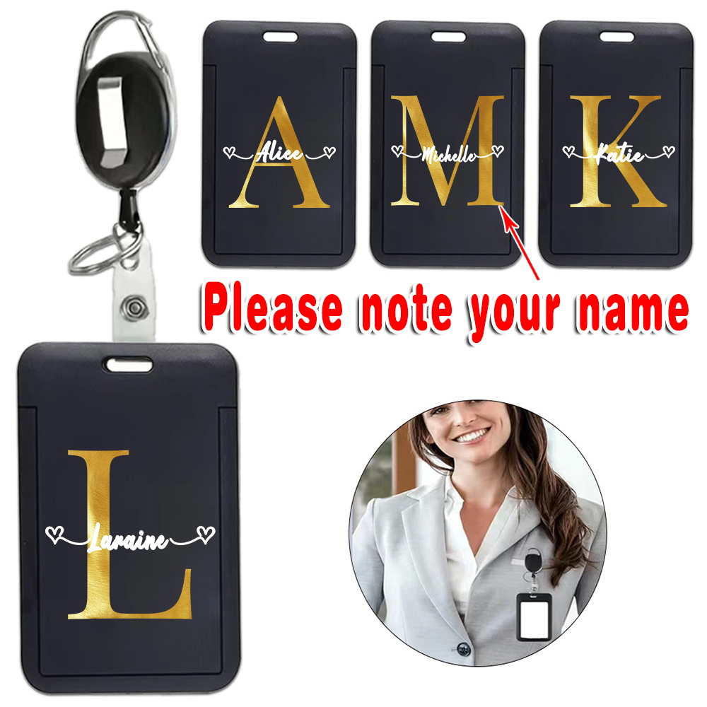 

Personalized Retractable Id Badge Holder With Keychain - Name Tag Clip For Employees, Sports Fans & More - Black, Security Accessories, Business, Diy