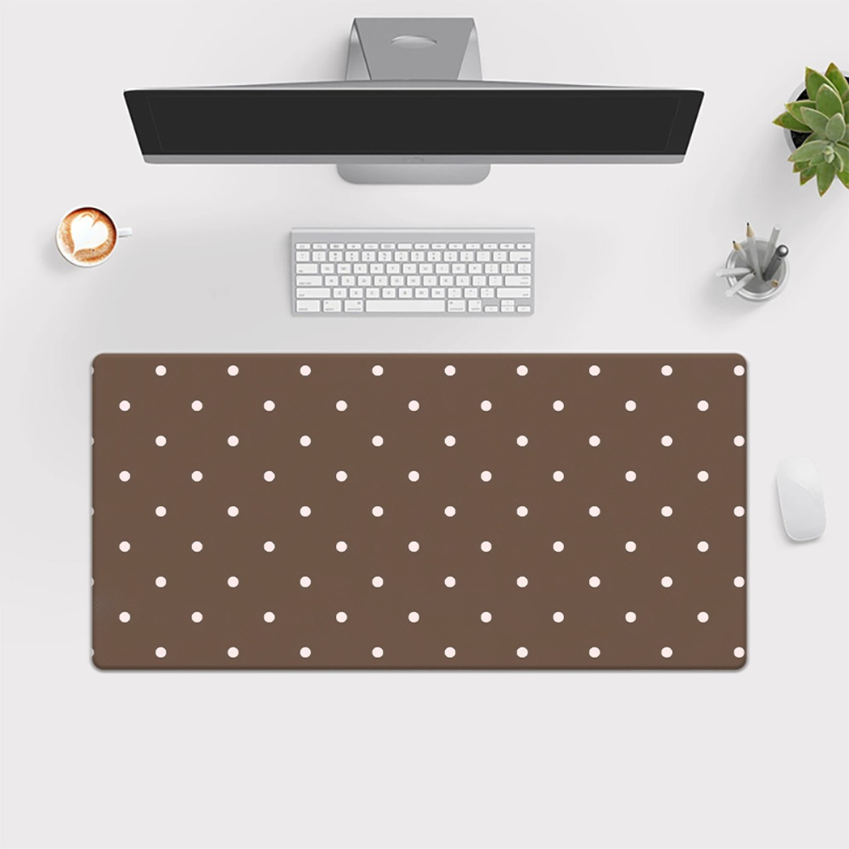 TEMU Large Brown Polka Dot Gaming Mouse Pad, Premium Micro Woven Desk Mat, Stitched Edges And Anti Slip Rubber Base, High Definition Print, Suitable