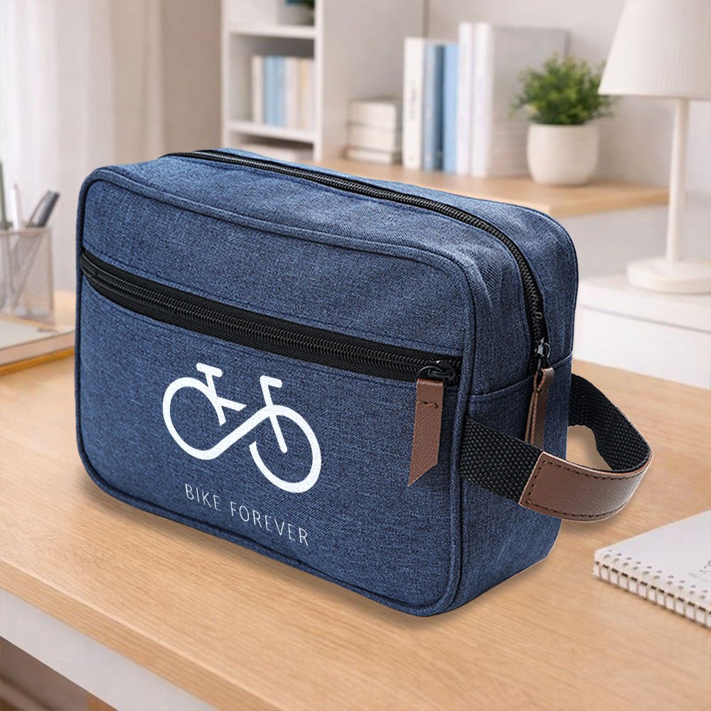 TEMU Fashionable Toiletry Bag, Makeup Travel Pouch, Bicycle Pattern Printed Handheld Toiletry Bag, Lightweight Zippered Cosmetic Organizer, Suitable