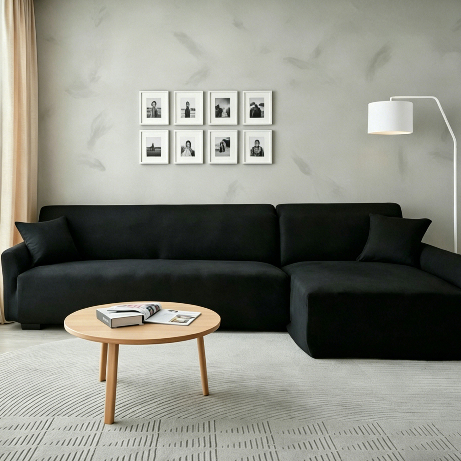 Image of Soft, Elastic Sofa Covers; Ultra-thin Furniture Protective Covers For Sofas; L-shaped Base Covers