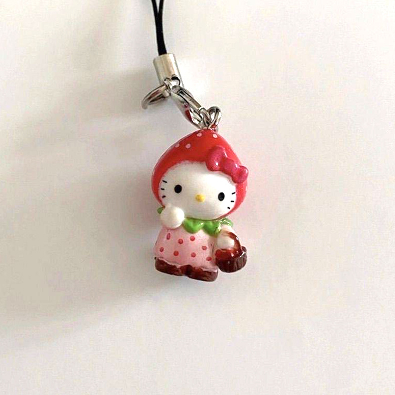 2pcs     strawberry character keychains pvc material cute cartoon anime themed diy backpack charm mobile phone ornament perfect birthday gift for friends details 4