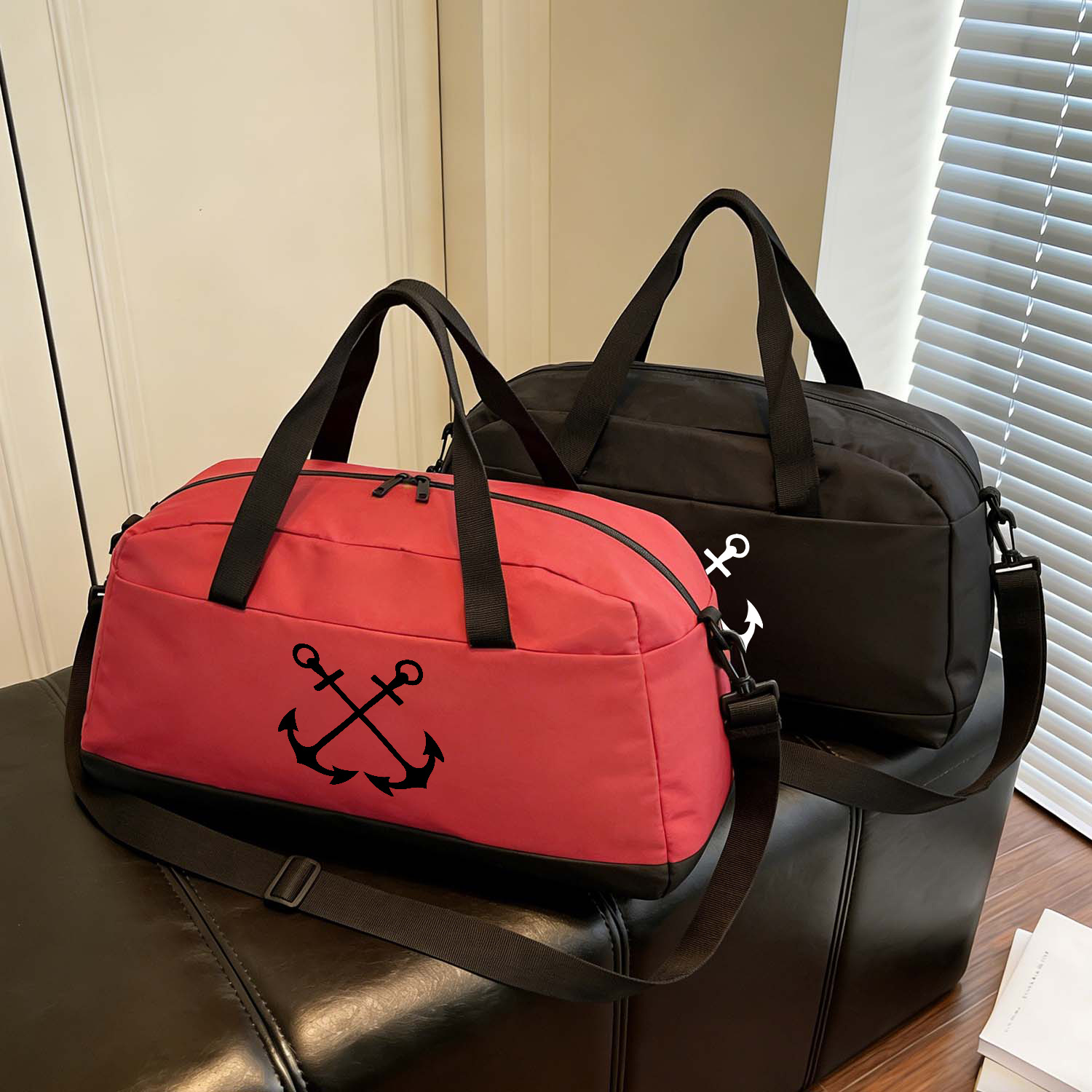 Bolso bandolera de gran capacidad para hombre con diseño de ancla cruzada - Correa ajustable y adecuado para deportes, gimnasio, viajes | Bolso de hombro ligero manos libres para baile, yoga, exteriores | Regalo lavable a máquina para trayectos diarios y obsequio festivo