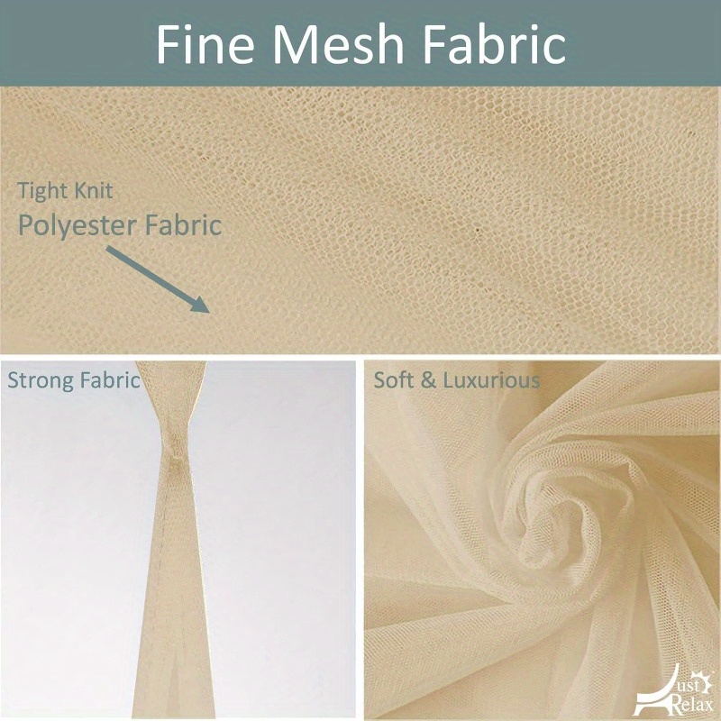 decorative elegant bed net canopy set including full hanging kit ideal for indoors or outdoors intended for a for covering beds cribs hammocks beige queen king details 4