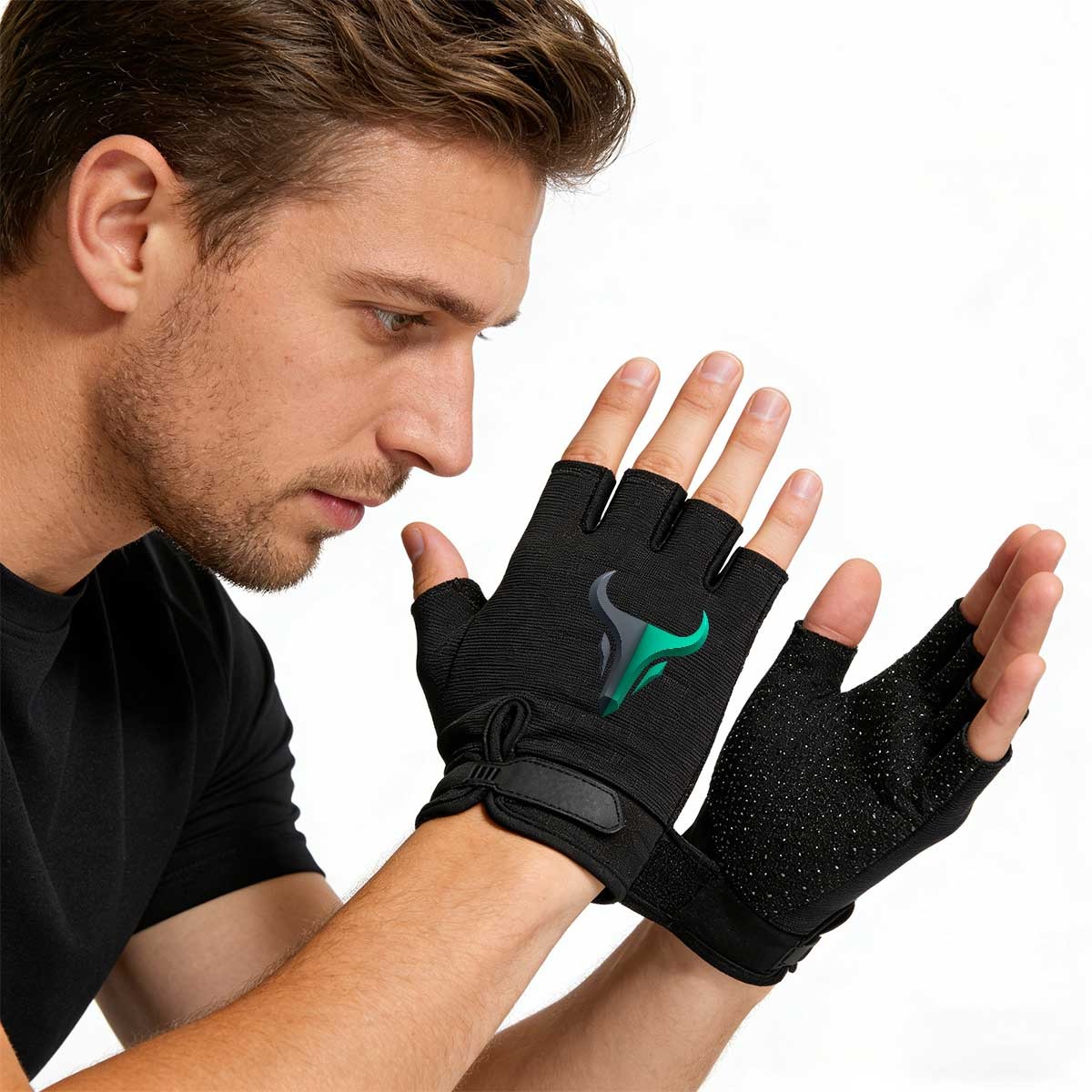 TEMU Men' Adjustable Half-finger Training Gloves With - Non-slip Weight Lifting Gloves Suitable For Gym, Camping, Outdoor Activities, Hook-and-loop