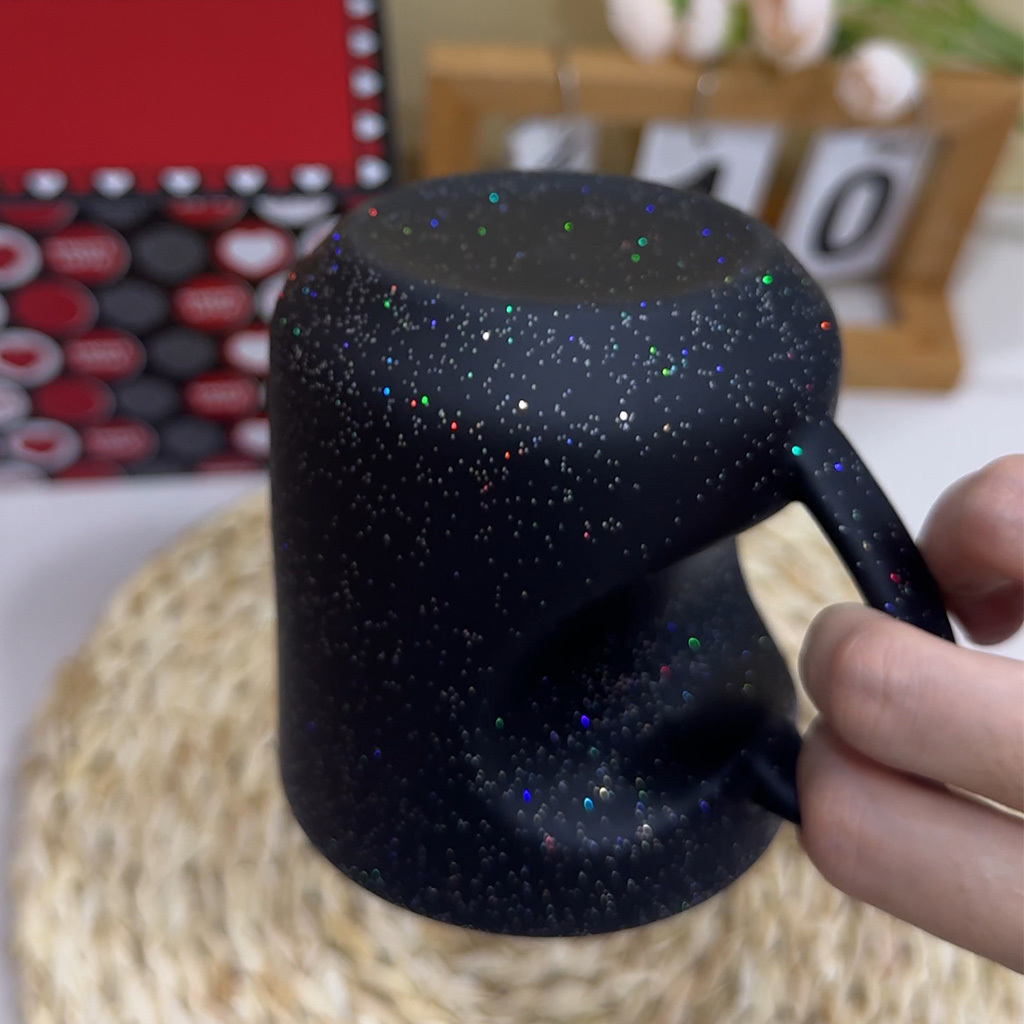 1pc Stitch & Hearts Customizable Name Color Changing Mug - 11oz Starry Sky Cup with Stitch & Hearts Design, Heart-Shaped Handle, Perfect for Birthdays, Christmas