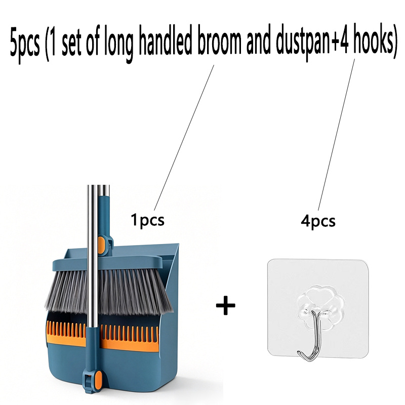 TEMU 5pcs (1 Set Of Long Handled Broom And Dustpan 4 Hooks) Long Handled Broom And Dustpan Covers, Foldable Broom Covers For Household Use, Cleaning