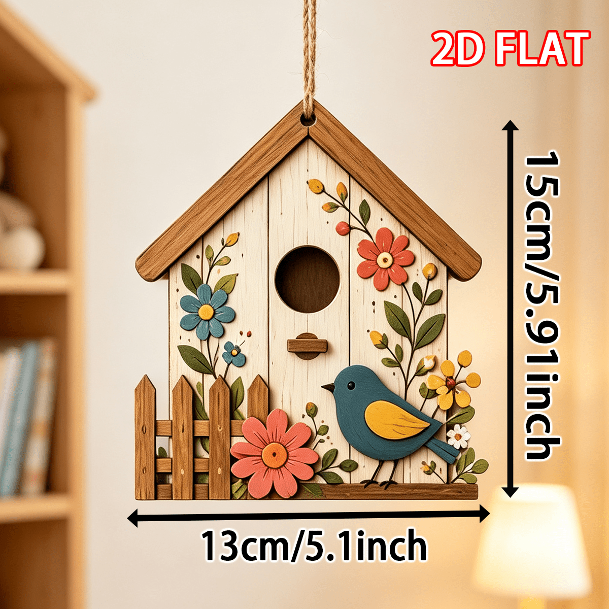 TEMU 1 pz Ornamento per porta in legno con motivo e piccolo uccellino 2D PIATTO, decorazione da appendere, per uso interno ed esterno, utilizzabile