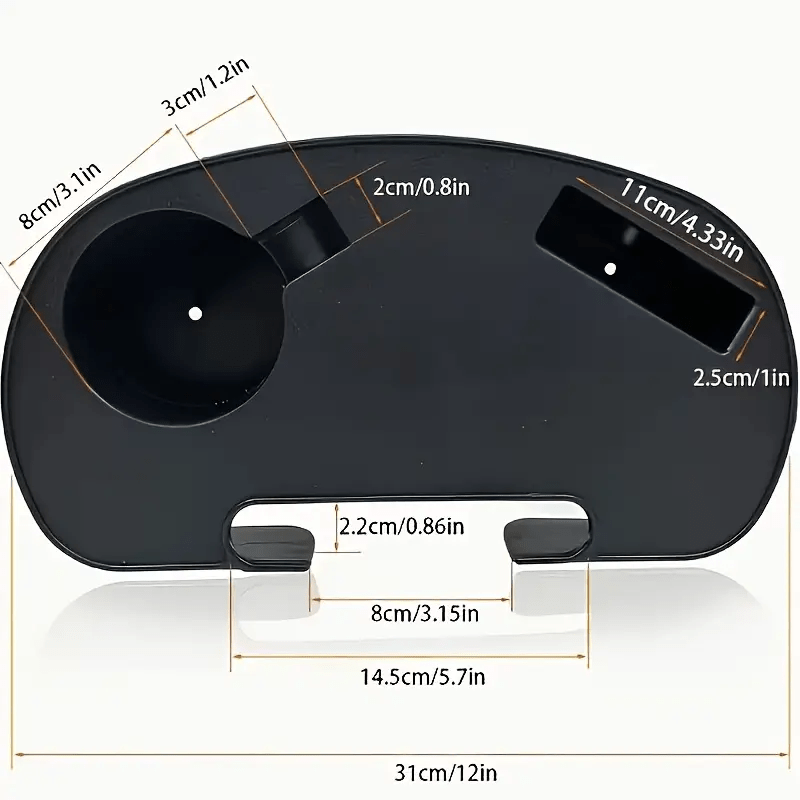 zero gravity recliner cup holder clip on side table with mobile phone slot cup tray and snack compartment   plastic no electricity needed black details 0