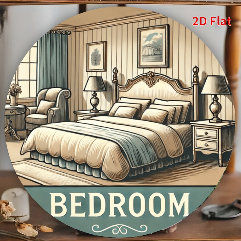 TEMU Pannello da parete 2D piatto e a tema camera da letto - Insegna decorativa in legno e legno artificiale con scritta "Bedroom", decorazione