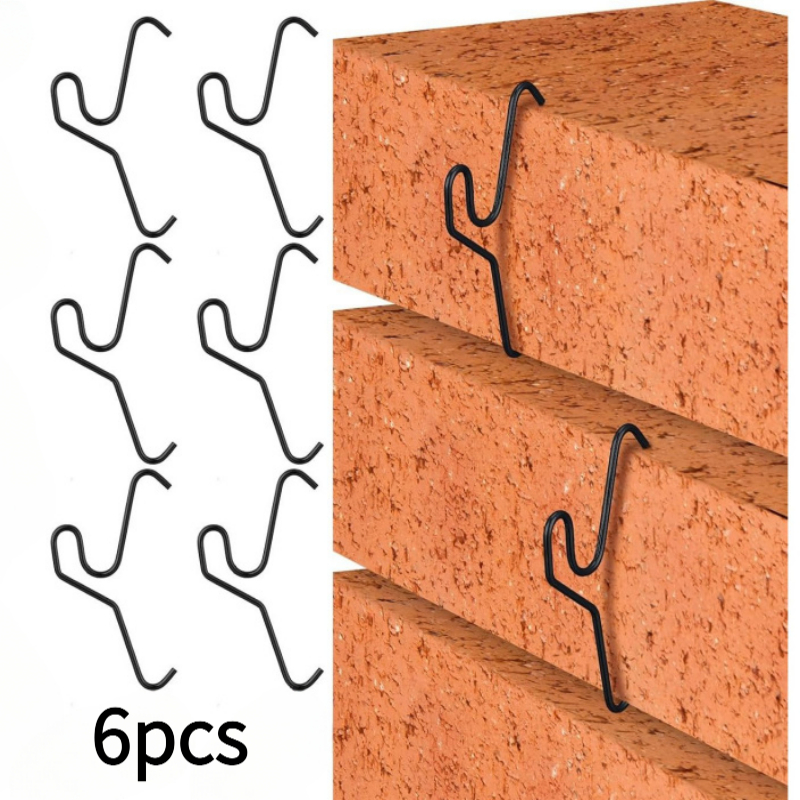 TEMU 6-pack Brick-shaped Hooks For Hanging Outdoor Christmas Decorations, Brick Wall Hooks, Suitable For Lights, Wreaths, Flowers, And Holiday