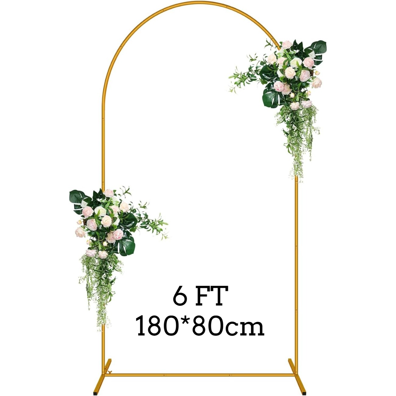 E-shop 6ft/6.6ft/7.2ft -Hintergrundständer, Ballonbogenständer mit Sockel, Metall-Bogenständer, goldener Babyparty-Hintergrundbogen,