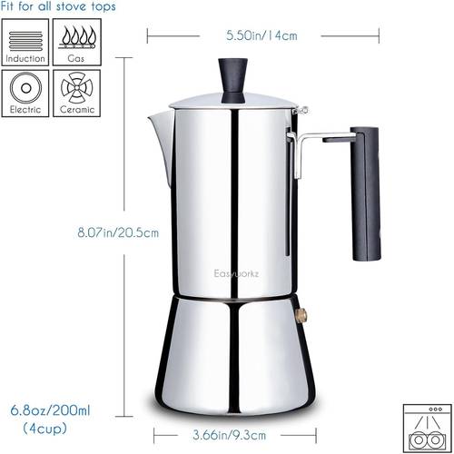stovetop espresso maker premium 18 8 stainless steel italian pot for induction gas and electric stovetops elegant design dishwasher safe perfect gift for christmas new year and birthdays