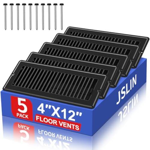 4x12 floor register vent cover for home floor wall ceiling black with screw for heavy duty steel end for quiet durable vent cover 4 x 12 5 pack