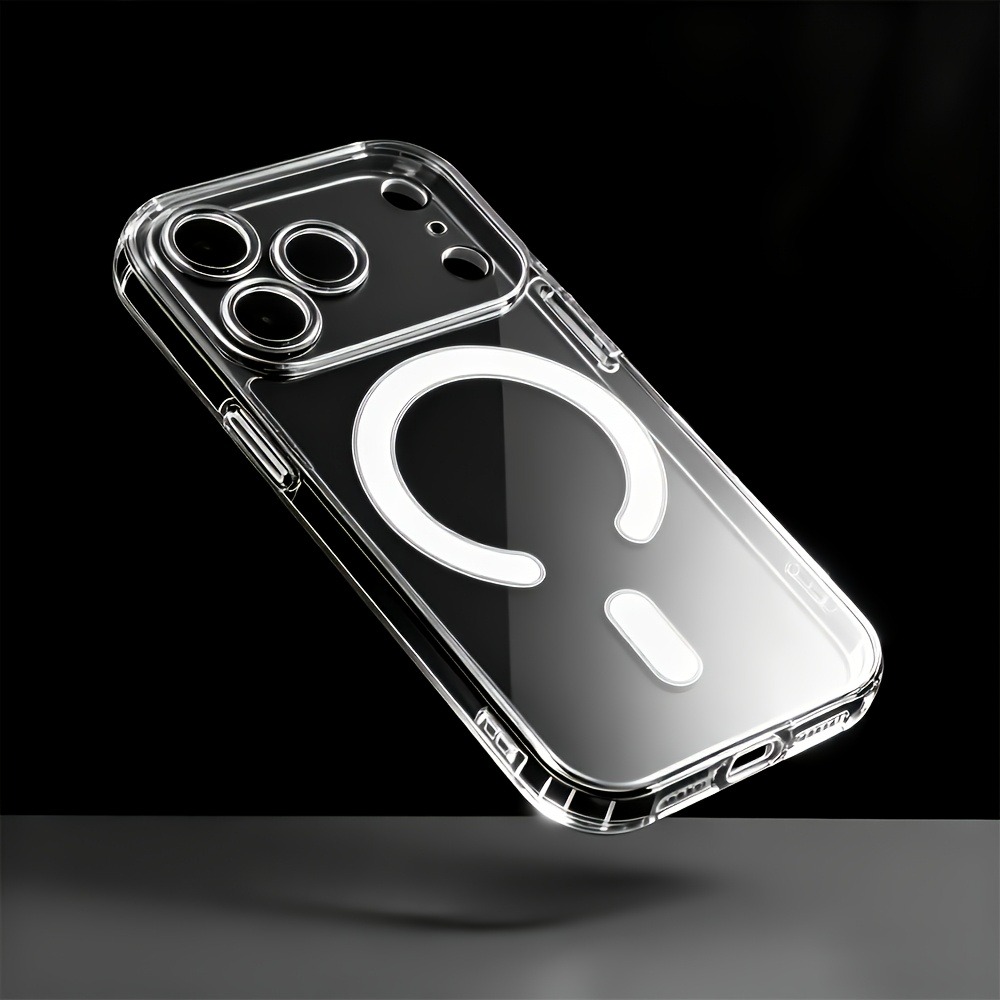 TEMU de lujo transparente para carga inalámbrica magnética, carcasa rígida compatible con iPhone 18 Pro Max/18 Pro 17 16 15 14 13 12 11 Pro Max,