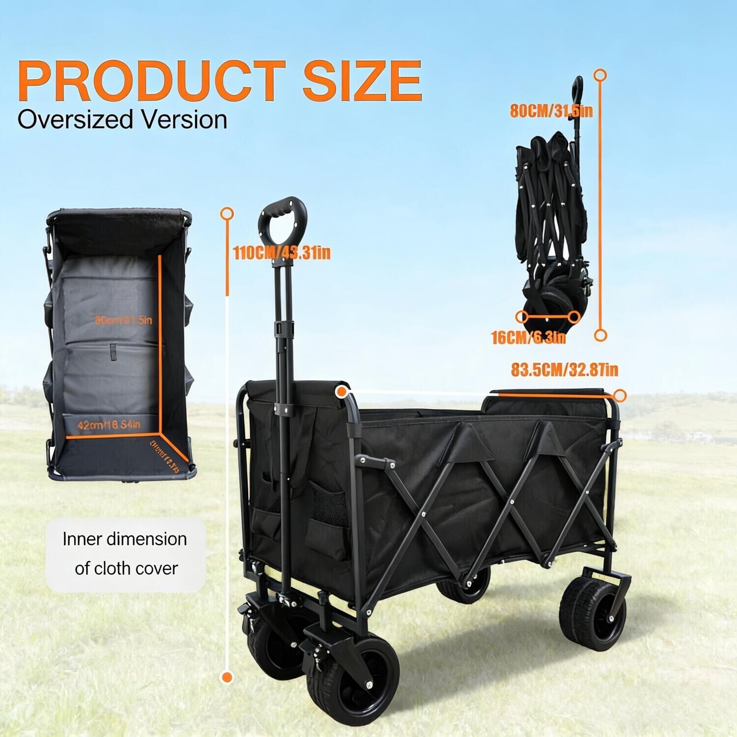 TEMU Lightweight, Detachable, And Foldable Cart, Suitable For Garden Use And Camping, Equipped With Wheels, Adjustable Handle To Suit Different ,