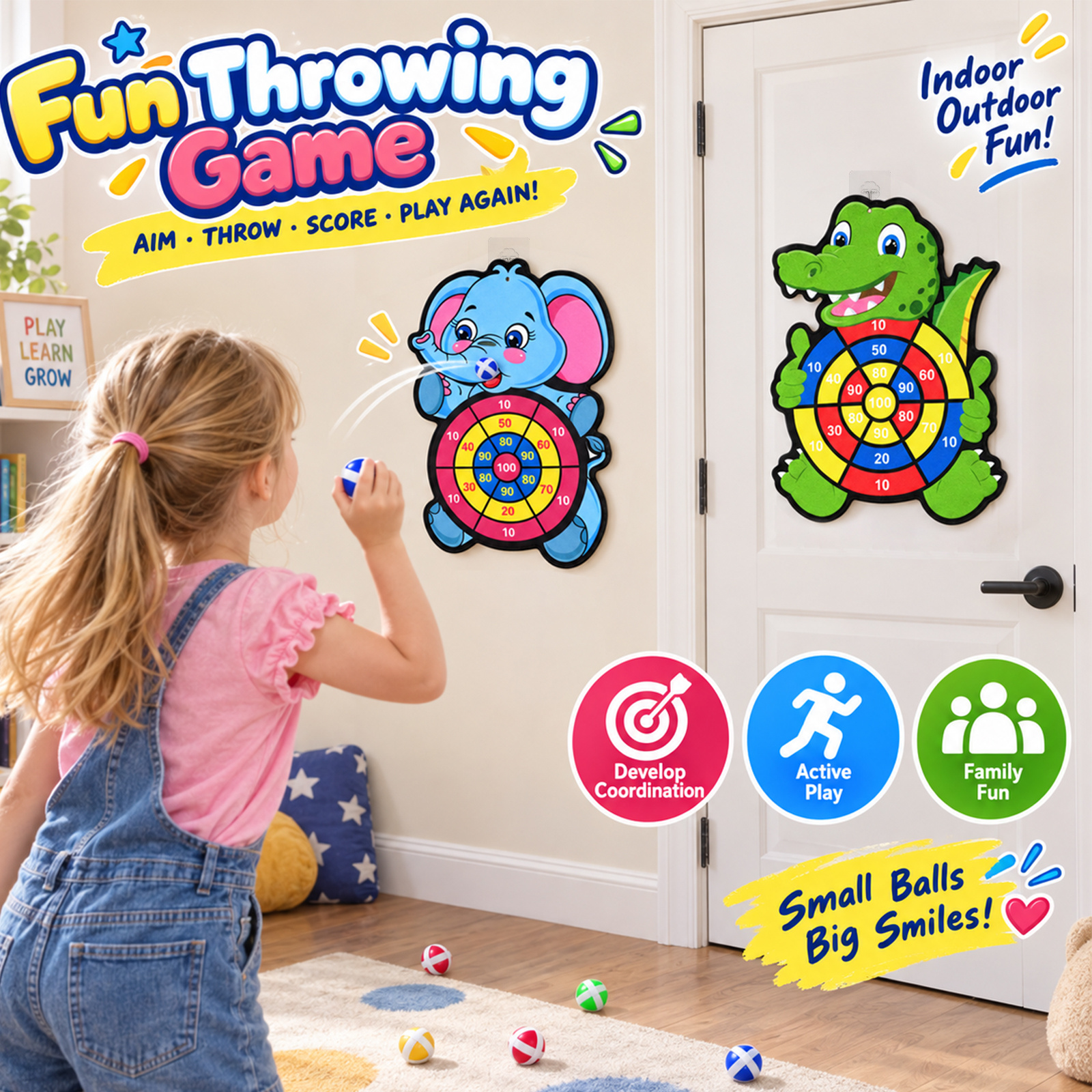 Elephant Crocodile Dartboard Toy for Interactive Fun