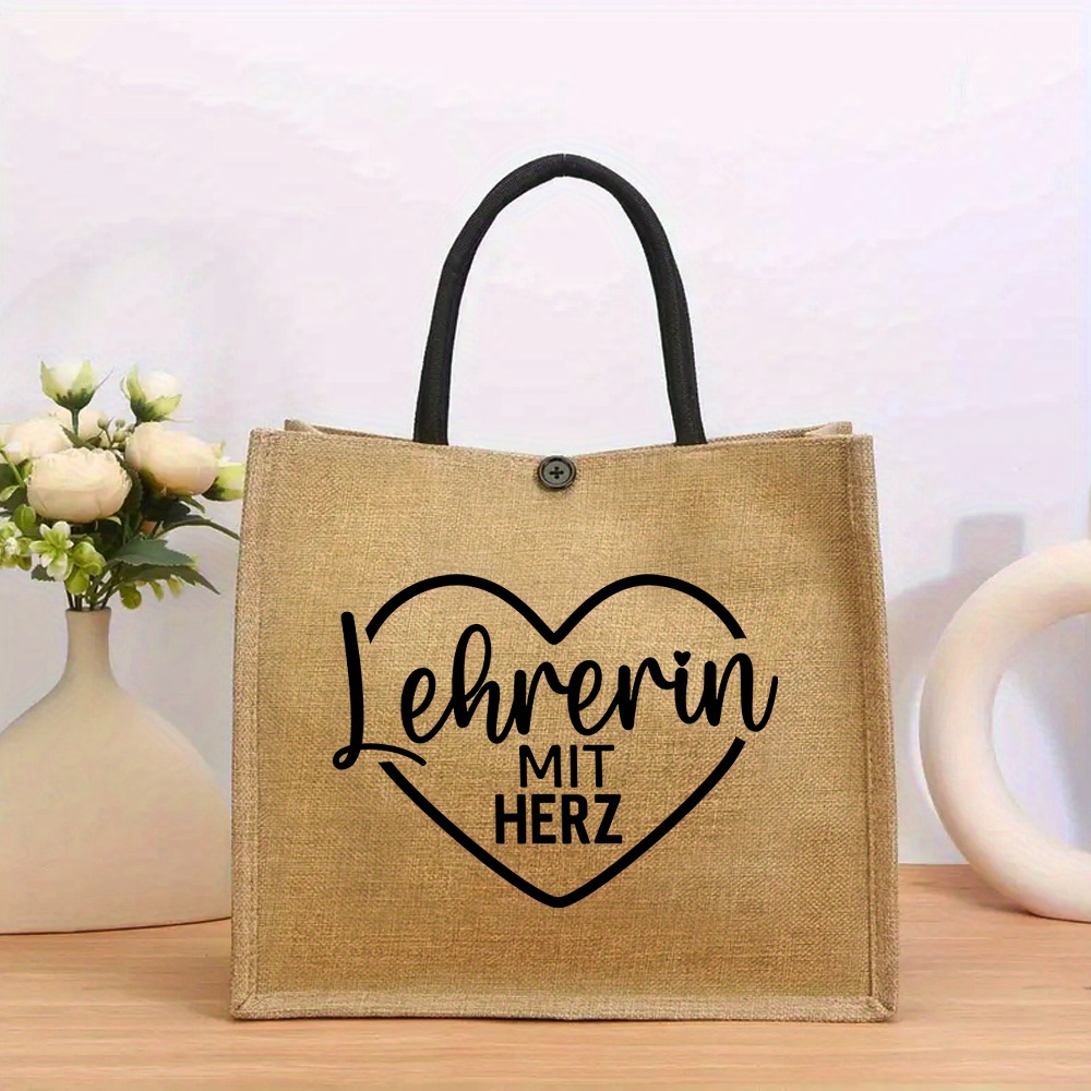 Image of Tote Bag With Teacher-themed Print, An Bag, Stylish Travel Bag, Featuring A Closure, And A Lightweight, Tote. For Mothers, Daughters, , Teachers, , And A Must-have For