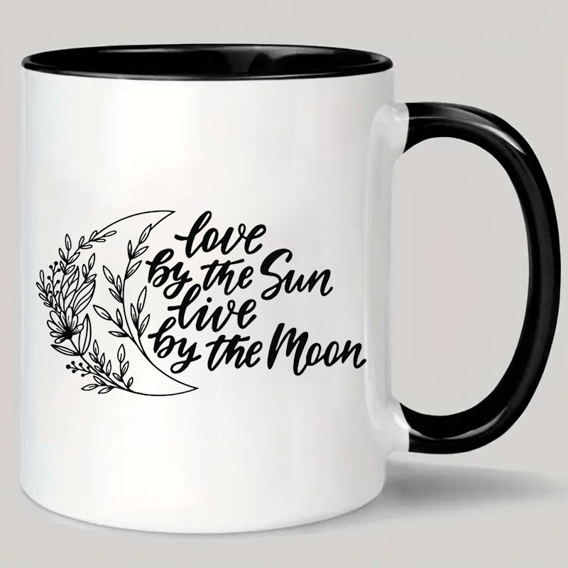 1pc 11oz ceramic coffee mug with inspirational quote love by the     insulated reusable hand wash only multipurpose gift mug for men and women coffee bar accessories details 0