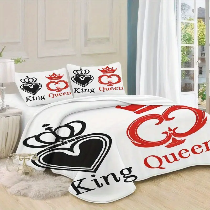 3pcs king queen couple bedding set white black pattern duvet cover pillowcase romantic wedding anniversary gift soft microfiber sheet bedroom decoration 1 duvet cover 2 pillowcases Product details 6