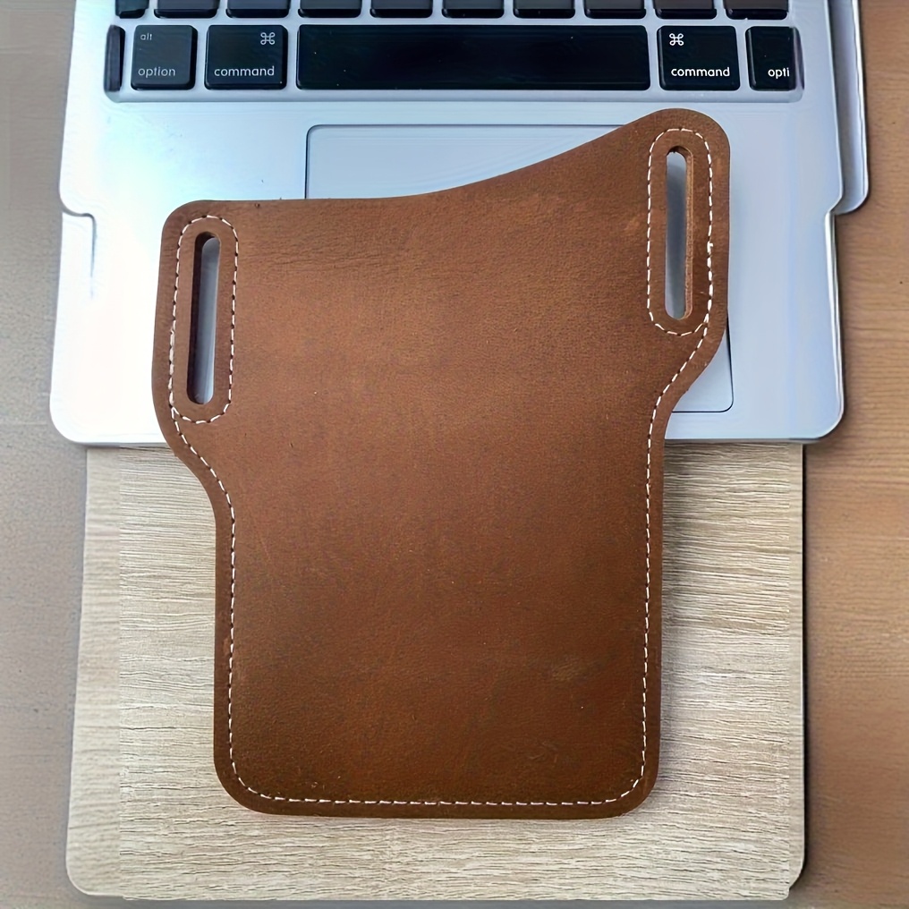 Cowhide Mobile Phone Waist Bag, Men's Waist Pouch, Men's Belt Phone Bag, Suitable For 6-7 Inch Smartphones