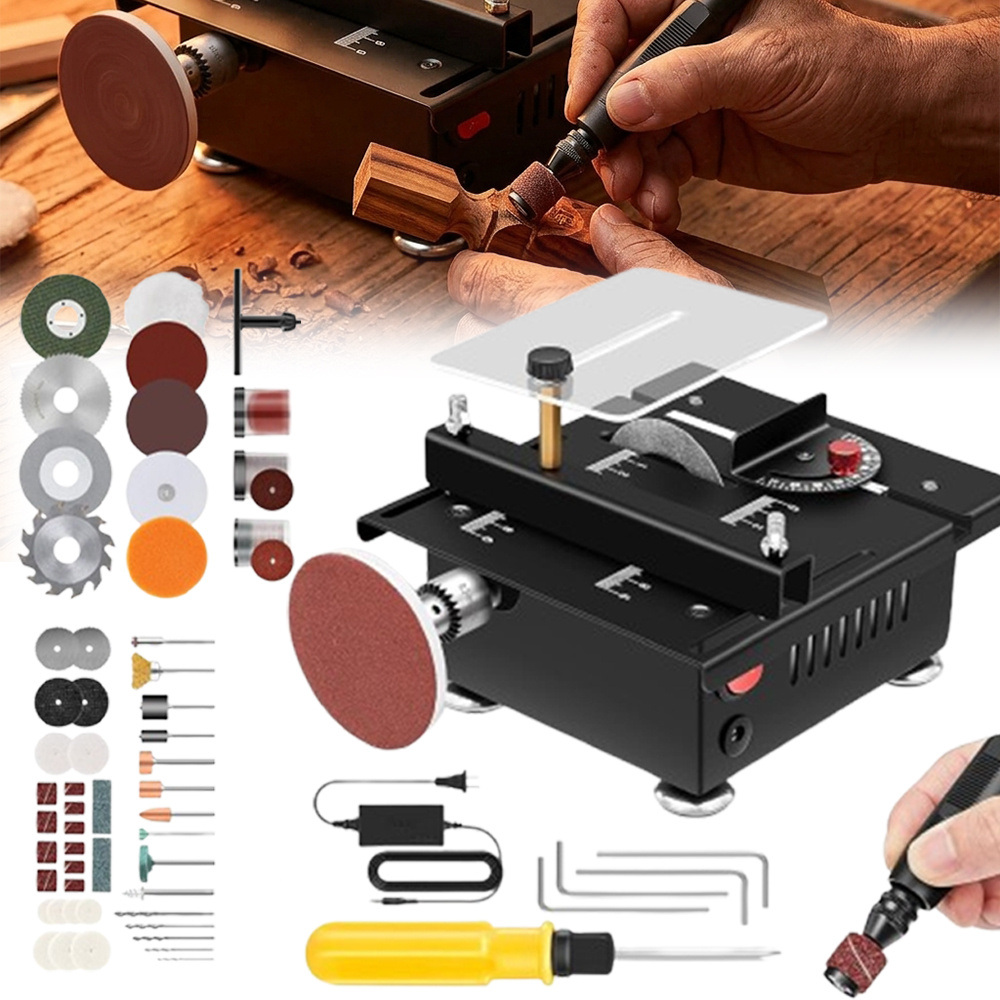 TEMU Mini Table Saw, Multifunctional Portable Adjustable, Cutting, Sanding, Carving, Drilling, -one Machine, Precision Table Saw, 7-level Speed