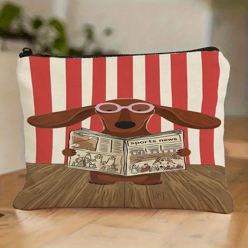 TEMU 1 pieza, neceser con forma de perro con gafas con montura rosa y un de de . bolsa de almacenamiento para artículos de , almacenamiento de