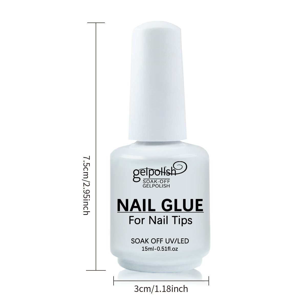 Super Strong Nail With Applicator Brush - Alcohol-free, Lasts 28+ Days Without Peeling, Suitable For False Nails, Nail Tips & Extensions, Requires Led/ Curing
