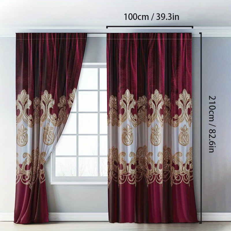 TEMU Ensemble de 2 Rideaux en Polyester pour Porte, Rouges et Magnifiques Panneaux d' pour Chambre à Coucher, Salon, Bureau, Design avec Passant pour