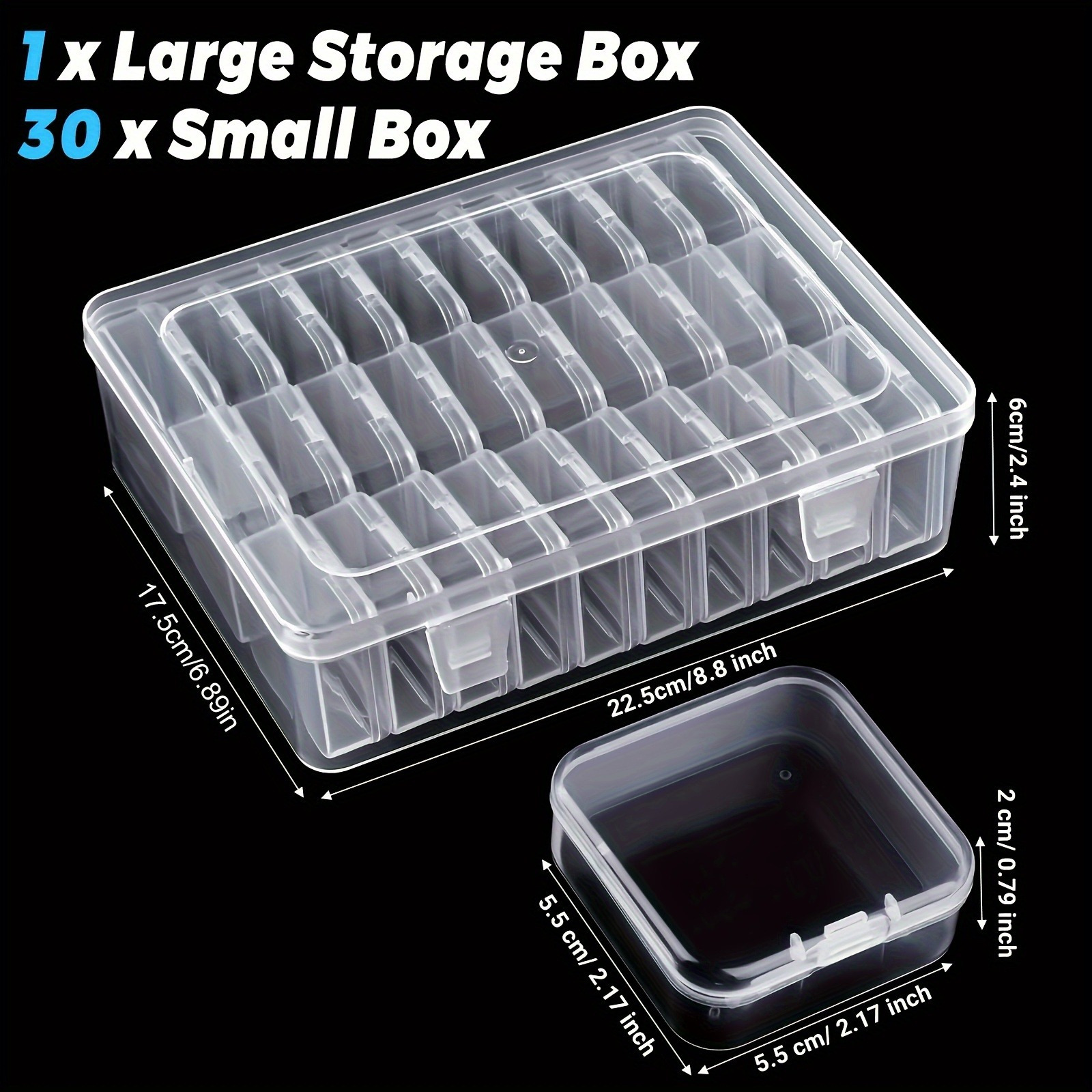14 30grids multi compartment transparent plastic storage box set durable craft organizer with snap closure removable trays ideal for beads jewelry hair accessories hardware small parts portable craft   gift for crafters diy enthusiasts Product details 2