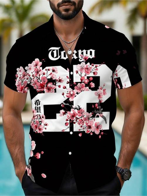 item picture mens plus size casual shirt printed color multiple specifications polyester material comfortable breathable suitable for daily wear outdoor activities stylish and versatile