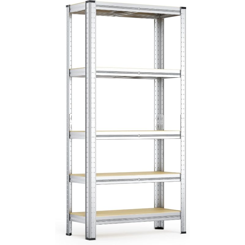 Heavy Duty Shelf 75x30x154cm, Total Load 875kg, Galvanized Steel Rack, Storage Rack With 5 Shelves, Workshop Shelf, Standing Shelf, Standing Shelf